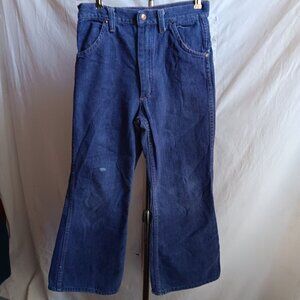 12 26x25 Vintage 1970's Girls Jeans Flare BELLBOTTOM Raw Indigo Denim